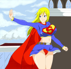 Rule 34 | 1girl, chuypucheta21, dc comics, highres, non-web source, panties, poorly drawn, red panties, self-upload, skirt, solo, supergirl, underwear