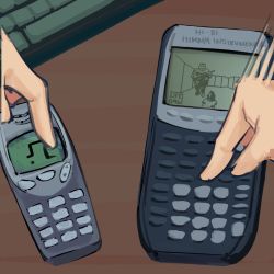Rule 34 | calculator, chainsaw man, disembodied hand, doom (series), highres, himeno (chainsaw man), keyboard (computer), liowig, meme, nokia 3310, phone, pov, snake (game), table, typing, wolfenstein (series)
