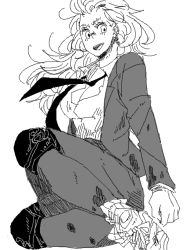 Rule 34 | artist request, dorohedoro, greyscale, long hair, monochrome, necktie, noi (dorohedoro), solo, tagme