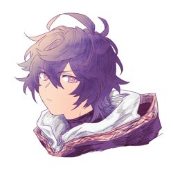 Rule 34 | 1boy, ahoge, brown hair, commentary request, expressionless, granblue fantasy, hair between eyes, hood, hood down, light frown, looking at viewer, male focus, masakane, messy hair, portrait, red eyes, sandalphon (granblue fantasy), short hair, sketch, solo focus, turtleneck, unfinished, white background