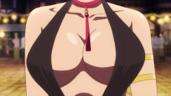 Rule 34 | 1girl, animated, black dress, bouncing breasts, breasts, cleavage, dress, highres, isekai cheat magician, large breasts, remia (isekai cheat magician), tagme, video