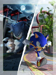 Rule 34 | 1boy, absurdres, dual persona, gloves, green eyes, highres, official art, running, sega, sonic the hedgehog, sonic (series), sonic unleashed