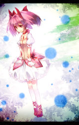 Rule 34 | 10s, 1girl, bow, female focus, full body, gradient background, hair bow, kaname madoka, mahou shoujo madoka magica, mahou shoujo madoka magica (anime), solo, twintails, ukyo rst