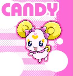 Rule 34 | 10s, bow, candy (smile precure!), character name, creature, heart, lowres, nanjou akimasa, no humans, pink background, precure, ribbon, smile precure!