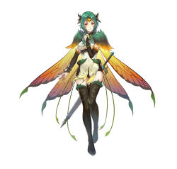 Rule 34 | 1girl, absurdres, artist request, black footwear, boots, breasts, bridal gauntlets, brown eyes, butterfly wings, cape, closed mouth, denim, denim shorts, dress, elincia ridell crimea, fire emblem, fire emblem: path of radiance, fire emblem: radiant dawn, fire emblem heroes, full body, gradient clothes, green hair, hair ornament, hand up, highres, insect wings, lips, looking at viewer, medium breasts, nintendo, official alternate costume, official art, sheath, sheathed, short dress, shorts, simple background, smile, solo, standing, sword, thigh boots, thighhighs, thighs, thorns, tiara, weapon, white background, wings