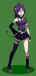 Rule 34 | blue eyes, cosplay, purple hair, shoes, single thighhigh, skirt, thighhighs, vocaloid (cosplay), zone-tan