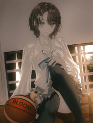 Rule 34 | 1girl, ball, basketball (object), fov ps, looking at viewer, original, smile, solo