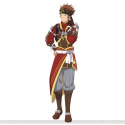 Rule 34 | 10s, 1boy, bandana, brown eyes, brown hair, hand on own hip, hand on neck, klein (sao), long hair, male focus, short hair, simple background, solo, sword art online, sword art online: code register, sword art online: hollow realization, watermark, white background