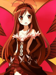Rule 34 | 10s, 1girl, accel world, antenna hair, bad id, bad pixiv id, bare shoulders, black hair, brown eyes, bug, butterfly, butterfly wings, doridori, elbow gloves, gloves, hairband, insect, insect wings, kuroyukihime, long hair, solo, wings