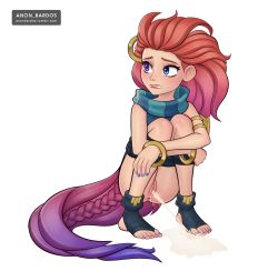 Rule 34 | 1girl, anonbardos, anus, bangle, bracelet, heterochromia, highres, jewelry, league of legends, looking to the side, multicolored hair, nervous, peeing, pussy, squatting, toes, uncensored, zoe (league of legends)