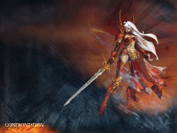 Rule 34 | 1girl, confrontation, confrontation (game), solo, sword, wallpaper, weapon, white hair