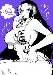 Rule 34 | 1girl, black hair, boa hancock, breasts, hat, highres, large breasts, one piece, solo, straw hat, yotsumi shiro
