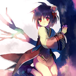 Rule 34 | 1girl, animal ears, arutopian, bear ears, black footwear, black hair, boots, bow, brown dress, commentary request, dress, foot out of frame, hair bow, hanbok, in tree, korean clothes, long sleeves, looking at viewer, lowres, open mouth, ragnarok online, red bow, red eyes, sitting, sitting in tree, solo, soul linker (ragnarok online), tree