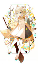 Rule 34 | 1girl, :d, animal ears, apron, ball, black footwear, black skirt, blue bow, blue eyes, blush, bow, bread, bread slice, broom, brown hair, brown kimono, commentary request, cup, drink, drinking glass, food, fork, fox ears, fox shadow puppet, fried egg, frilled apron, frills, full body, hair between eyes, hair bow, hand up, highres, holding, holding broom, japanese clothes, kimono, long sleeves, looking at viewer, open mouth, original, pleated skirt, sandals, short twintails, simple background, skirt, smile, socks, solo, spoon, tabi, temari ball, toast, twintails, white apron, white background, white socks, wide sleeves, yuzuyomogi, zouri