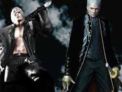 Rule 34 | 2boys, brothers, capcom, dante (devil may cry), devil may cry (series), devil may cry 3, multiple boys, siblings, twins, vergil (devil may cry), wallpaper
