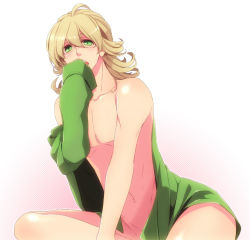 Rule 34 | 10s, 1boy, bad id, bad pixiv id, barnaby brooks jr., blonde hair, bottomless, glasses, green eyes, long hair, maco latte, male focus, open clothes, open mouth, open shirt, pectorals, shirt, solo, tiger &amp; bunny