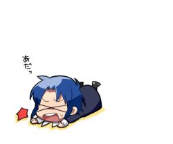 Rule 34 | &gt; &lt;, 00s, 1girl, 6 (yuchae), blue hair, chibi, ciel (tsukihime), closed eyes, melty blood, simple background, solo, tantrum, tsukihime, white background