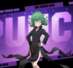 Rule 34 | animated, animated gif, floating, floating hair, green eyes, green hair, hands on own hips, highleg, one-punch man, tatsumaki