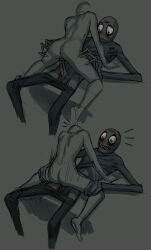 Rule 34 | 1boy, 1girl, absurdres, artist name, ass, cachet, cowgirl position, highres, long fingers, missing tooth, penis, salad fingers, salad fingers (series), sex, straddling, teeth