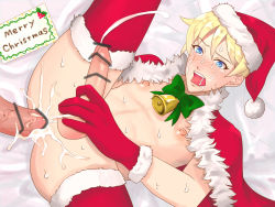 Rule 34 | 2boys, anal, bed, bed sheet, blonde hair, blue eyes, blush, censored, christmas, cum, cum in ass, erection, male focus, male penetrated, multiple boys, nipples, penis, penis grab, santa costume, sex, sweet xtc, tears, testicles, yaoi