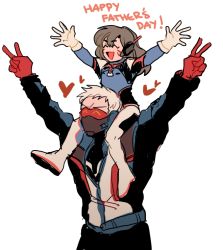 Rule 34 | 1boy, 1girl, aged down, arms up, bad id, bad twitter id, d.va (overwatch), double v, facepaint, facial mark, father&#039;s day, gloves, heart, jacket, kendy (revolocities), long sleeves, mask, mouth mask, overwatch, overwatch 1, pilot suit, scar, short hair, soldier: 76 (overwatch), v, visor, whisker markings, white hair