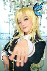 Rule 34 | blonde hair, blue eyes, boku wa tomodachi ga sukunai, cosplay, hair ornament, kashiwazaki sena, korean text, miyuko, photo (medium), photo (object), school uniform