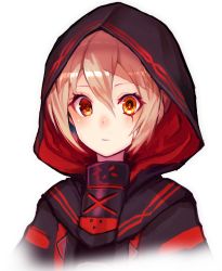 Rule 34 | 1girl, artoria pendragon (all), artoria pendragon (fate), blush, fate/grand order, fate (series), hair between eyes, heterochromia, hood, hood up, hooded coat, mysterious heroine x alter (fate), mysterious heroine x alter (third ascension) (fate), parted lips, red eyes, saber (fate), short hair, sidelocks, simple background, solo, tokiwa online, upper body, white background, yellow eyes