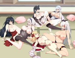 Rule 34 | 6+girls, absurdres, ahoge, alternate costume, animal ear fluff, apron, atago (azur lane), azur lane, belfast (azur lane), bikini, black bikini, black choker, black garter straps, black gloves, black hair, black panties, black thighhighs, blonde hair, blush, braid, breasts, breasts out, bridal gauntlets, broken, broken chain, brown eyes, chain, china dress, chinese clothes, choker, clothing aside, cocktail dress, crown braid, dress, earrings, evening gown, flag print, flower, french braid, frilled apron, frills, full-face blush, garter straps, german flag bikini, gloves, hair between eyes, hair flower, hair ornament, hair ribbon, happy sex, highres, huge breasts, indoors, jewelry, lace, lace-trimmed legwear, lace trim, large breasts, lexus (4772), lexus (artist), licking, licking finger, long hair, looking at another, m legs, maid headdress, mismatched bikini, mole, mole under eye, multicolored bikini, multicolored clothes, multicolored hair, multiple girls, naughty face, nightgown, nipples, official alternate costume, panties, panties aside, pillow, prince of wales (azur lane), prince of wales (sun shining upon windsor) (azur lane), prinz eugen (azur lane), prinz eugen (unfading smile) (azur lane), purple dress, pussy juice, red choker, red dress, red eyes, red flower, red hair, red panties, ribbon, saliva, see-through, short hair, sirius (azur lane), sleeveless, sleeveless dress, spread legs, streaked hair, swimsuit, taihou (azur lane), taihou (forbidden feast) (azur lane), thigh strap, thighhighs, tongue, tongue out, tribadism, tribadism through clothes, two-tone hair, underwear, very long hair, wet, white apron, white bikini, white dress, white hair, white legwear, white ribbon, yuri