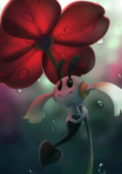 Rule 34 | absurdres, closed mouth, commentary, creature, creatures (company), english commentary, floette, floette (red flower), flower, game freak, gen 6 pokemon, highres, nintendo, no humans, pokemon, pokemon (creature), realistic, smile, solo, turnipberry
