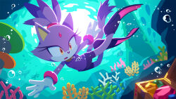 Rule 34 | 1boy, 1girl, air bubble, animal ears, big the cat, blaze the cat, bubble, cat ears, cat tail, commentary request, coral, coral reef, flippers, forehead jewel, furry, furry female, furry male, gem, gloves, lifebuoy, official art, open mouth, shipwreck, sol emerald, sonic (series), sonic rush adventure, swim ring, tail, treasure chest, underwater, uno yuuji, white gloves, yellow eyes, zanshomimai