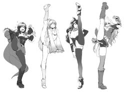 Rule 34 | 4girls, afterimage, ankle boots, arm at side, arm strap, arm up, bar censor, belt, blake belladonna, bodice, boots, bow, breasts, censored, cleft of venus, clenched hands, closed eyes, detached sleeves, dress, flexible, flying sweatdrops, full body, greyscale, hair bow, hair ornament, hand on own hip, has uncensored version, high heel boots, high heels, high kick, holding own foot, jacket, kicking, knee boots, kneepits, large breasts, leg lift, leg up, pantyhose under shorts, licking, lineup, long hair, long sleeves, looking at viewer, medium breasts, midriff, monochrome, multiple girls, no panties, one eye closed, one eye covered, open mouth, outstretched arms, own hands together, panties, panties under pantyhose, pantyhose, pantyshot, pussy, ruby rose, rwby, scarf, shoe soles, short hair, shorts, side ponytail, simple background, sinccubi, sketch, small breasts, smile, smirk, smug, split, standing, standing on one leg, standing split, sweatdrop, swept bangs, thighhighs, underwear, v arms, vambraces, wedge heels, weiss schnee, white background, yang xiao long