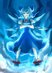 Rule 34 | bad id, bad pixiv id, blue eyes, blue hair, bow, cirno, embodiment of scarlet devil, ioridonmax13, short hair, solo, touhou, wings