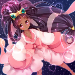 Rule 34 | 10s, 1girl, bad id, bad pixiv id, big hair, blue background, blush, bow, breasts, brown eyes, brown theme, champion (ragnarok online), creatures (company), crown, dark-skinned female, dark skin, dress, fang, game freak, gem, hand on own hip, heart, highres, iris (pokemon), jewelry, long hair, low-tied long hair, nintendo, open mouth, pigeon-toed, pink bow, pink dress, pink eyes, poke ball, pokemon, pokemon (anime), pokemon bw, pokemon bw2, purple eyes, purple hair, red eyes, ribbon, sandals, sleeves past wrists, small breasts, smile, solo, star (symbol), tiara, uzuki aki, very long hair, waist bow, wide sleeves