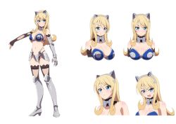 Rule 34 | 10s, 1girl, armor, bikini armor, blonde hair, blue eyes, blush, breasts, character sheet, elina (queen&#039;s blade), female focus, green eyes, highres, large breasts, long hair, multiple views, queen&#039;s blade, queen&#039;s blade unlimited, thong