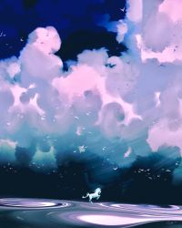 Rule 34 | animal, animal focus, cloud, commentary, elioliart, english commentary, highres, horse, no humans, original, scenery, sky