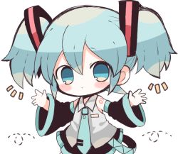 Rule 34 | 1girl, alternate hair length, alternate hairstyle, bad id, bad pixiv id, black skirt, blush stickers, closed mouth, collared shirt, detached sleeves, green eyes, green hair, green necktie, grey shirt, hair between eyes, hands up, haru431, hatsune miku, long sleeves, looking at viewer, necktie, shirt, short hair, simple background, skirt, sleeveless, sleeveless shirt, solo, tie clip, twintails, vocaloid, white background