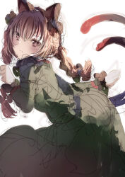 Rule 34 | 1girl, animal ears, blush, cat ears, cat girl, cat tail, closed mouth, commentary request, highres, kaenbyou rin, long sleeves, looking at viewer, multiple tails, natsume suzuri, nekomata, red eyes, red hair, simple background, sketch, solo, tail, touhou, two tails, white background