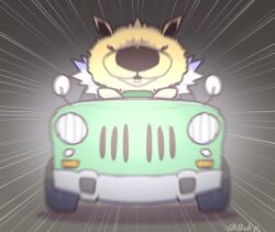 Rule 34 | :3, animal focus, artist name, black eyes, blurry, boke-chan, car, creatures (company), driving, emphasis lines, game freak, gen 1 pokemon, grey background, headlight, jolteon, looking at viewer, motion blur, motor vehicle, nintendo, no humans, open mouth, pokemon, pokemon (creature), realistic, signature, simple background, sketch, solo, straight-on, twitter username
