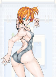 Rule 34 | 1girl, ass, breasts, creatures (company), female focus, game freak, gym leader, highres, looking back, misty (pokemon), nintendo, one-piece swimsuit, pokemon, ponytail, smile, swimsuit, take nii