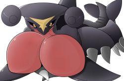 Rule 34 | 1girl, artist request, black sclera, blush, breasts, claws, colored sclera, creatures (company), furry, furry female, game freak, garchomp, gen 4 pokemon, highres, huge breasts, looking at viewer, nintendo, no humans, no nipples, pokemon, pokemon (creature), pokemon dppt, solo, tail, yellow eyes
