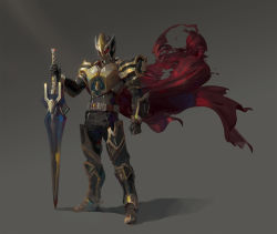 Rule 34 | 1boy, armor, cape, full armor, gold armor, gradient background, holding, holding sword, holding weapon, kamen rider, kamen rider blade, kamen rider blade (series), male focus, simon (sinom0909), solo, sword, weapon