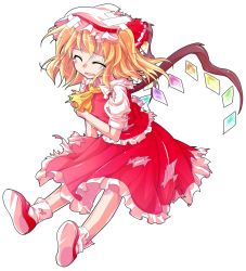 Rule 34 | 1girl, alphes (style), ascot, blonde hair, broken, closed eyes, crying, crystal, dairi, flandre scarlet, frilled skirt, frills, hat, hat ribbon, image sample, md5 mismatch, mob cap, open mouth, parody, pixiv sample, ponytail, puffy sleeves, ribbon, shirt, shoes, short hair, short sleeves, side ponytail, simple background, sitting, skirt, socks, solo, style parody, tears, torn clothes, torn shirt, torn skirt, touhou, transparent background, vest, white background, white shirt, white socks, wings