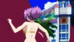 Rule 34 | 1girl, animated, animated gif, assisted exposure, bikini, bouncing breasts, breasts, chouryou (shia), cleavage, koihime musou, lowres, navel, nipples, octopus, purple hair, solo, swimsuit, tentacles