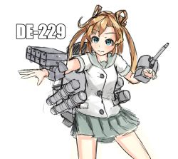 Rule 34 | abukuma (jmsdf), abukuma (kancolle), blonde hair, blue eyes, cannon, hahaha, japan maritime self-defense force, japan self-defense force, kantai collection, machinery, military, solo, twintails, uniform