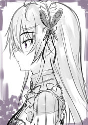 Rule 34 | 10s, 1girl, butterfly hair ornament, chaika trabant, female focus, ffmania7, from side, hair ornament, hairband, highres, hitsugi no chaika, isshiki (ffmania7), long hair, portrait, profile, purple eyes, sketch, solo, spot color