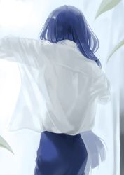 Rule 34 | 1girl, blouse, blue hair, character request, chuuouku, highres, hypnosis mic, long hair, shirt, skirt, tohoten otome