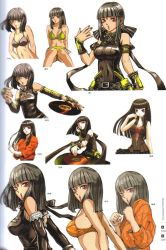 Rule 34 | 1girl, artbook, beatmania, beatmania iidx, goli matsumoto, hime cut, lilith (beatmania), long hair, looking at viewer, looking back, simple background, solo, white background