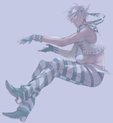 Rule 34 | 1boy, bad id, bad pixiv id, caesar anthonio zeppeli, facial mark, fingerless gloves, gloves, hare (haaale), headband, jojo no kimyou na bouken, male focus, official alternate costume, pants, solo, striped clothes, striped pants, vest, white hair