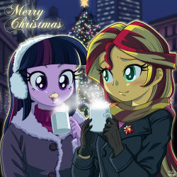 Rule 34 | 2girls, christmas, multiple girls, my little pony, my little pony: equestria girls, my little pony: friendship is magic, personification, princess twilight sparkle, sunset shimmer, tagme, twilight sparkle, uotapo