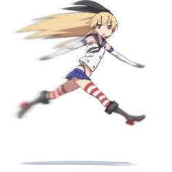 Rule 34 | 10s, 1girl, :d, animated, animated gif, blonde hair, blue eyes, boots, dress, elbow gloves, female focus, full body, gloves, grey footwear, hair ribbon, highleg, ikesin, ikezawa shin, kantai collection, long hair, lowres, microskirt, open mouth, panties, ribbon, running, sailor dress, school uniform, serafuku, shimakaze (kancolle), skirt, smile, solo, striped clothes, striped thighhighs, thighhighs, underwear, white background